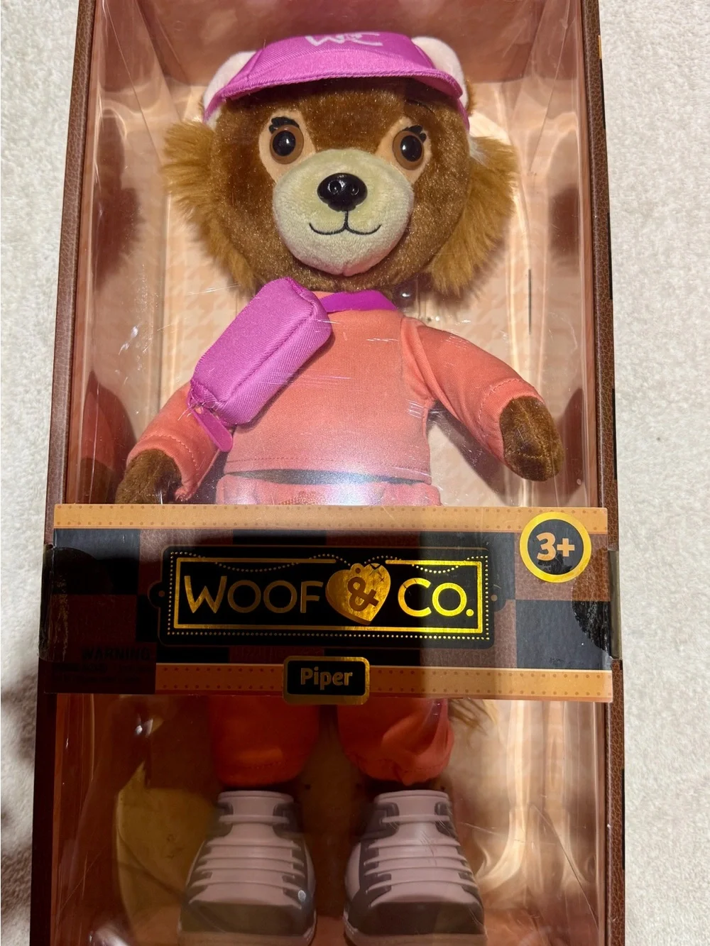 Piper Plush Dog Toy in Pink and Orange - Fashionable Pet Plush